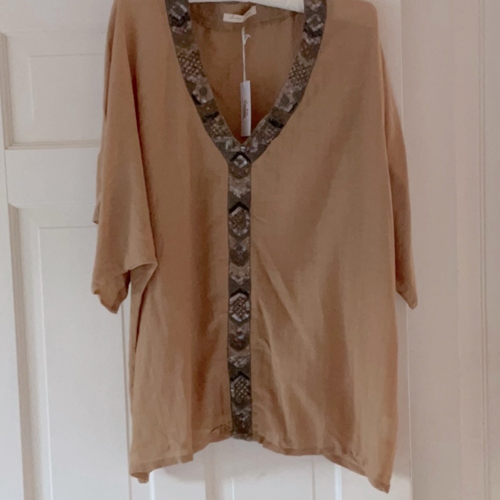 NWT LOVE SAM SEQUINED TOP	large sequined neckline and down front gorgeous
